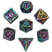 HOT Games dobbelstenen set metaal rainbow DND premium doos.