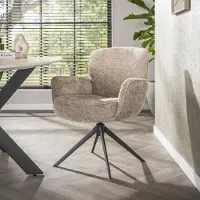 Dimehouse Set van 2 eetkamerstoelen Savona draaibaar Hoven rich zand - Chenille - Scandinavisch & Basic