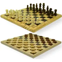 HOT Games Schaak-Dam Set - Hout - 29x29 cm