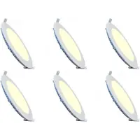 BES LED LED Downlight Inbouwspot 6 Stuks - Brinton Thin - 6W 470lm 120° Bundelhoek - Warm Wit 3000K - IP40 - Rond - Wit - Ø128mm Buitenmaat - Ø110mm Zaagmaat