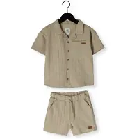 Koko Noko overhemd + broek beige Set Jongens Katoen Reverskraag Streep - maat 128
