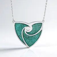 Cavill - Zilveren Halsketting - 925 Sterling Zilver - Hartvormige Turquoise Hanger - Spiraal Patroon - Elegante Zomerse Sieraden voor Dames