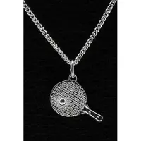 MOOYE ® - Collectie Zilveren Tafeltennis ketting hanger - bat met bal groot
