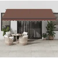 Prolenta Maison Exclusive - Handbediende zonnescherm met LED-verlichting, bruin, 450x350 cm