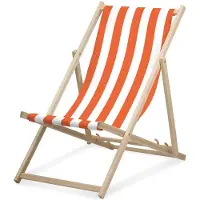 Druck.de Ligbed - Breed gestreept - Oranje - Opvouwbaar - Gemaakt van beukenhout - Geschikt voor een gewicht tot 95 kg - Rugleuning in 3 standen verstelbaar - Strandligbed