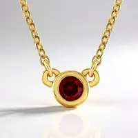 Cavill - Zilveren Halsketting - 925 Sterling Zilver Verguld - 0,144 ct Tanzania Robijn - Verstelbare Elegante Dames Ketting Rood