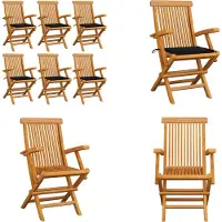 vidaXL Tuinstoelen 6 st met zwarte kussens massief teakhout - Tuinstoel - Tuinstoelen - Tuin Stoel - Tuin Stoelen