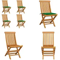 vidaXL Tuinstoelen 4 st met groene kussens massief teakhout - Tuinstoel - Tuinstoelen - Tuin Stoel - Tuin Stoelen