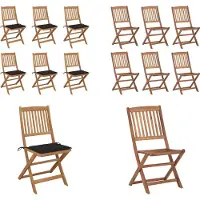 vidaXL Tuinstoelen 6 st inklapbaar met kussens massief acaciahout - Tuinstoel - Tuinstoelen - Tuin Stoel - Tuin Stoelen