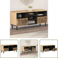 The Living Store Mangohout - Tv-meubel - Tv-meubel 100x33x46 cm massief mangohout - Retro Tv-meubel - Salontafel - Livingroom Furniture