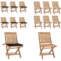 vidaXL Tuinstoelen 6 st inklapbaar met kussens massief teakhout - Tuinstoel - Tuinstoelen - Buitenstoel - Buitenstoelen