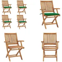 vidaXL Tuinstoelen 4 st inklapbaar met kussens massief teakhout - Tuinstoel - Tuinstoelen - Buitenstoel - Buitenstoelen