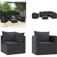 vidaXL 7-delige Loungeset met kussens poly rattan zwart - Tuinset - Tuinsets - Tuinbank - Tuinbanken
