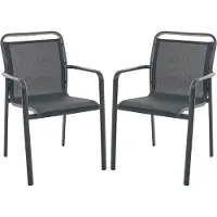 Vente-unique Set van 2 stapelbare tuinstoelen van aluminium en textileen - Donkergrijs - VELYRA van MYLIA