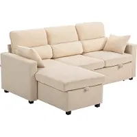 HOMCOM Sofabedset Polyester, Staal 205L x 135B x 76H cm Beige