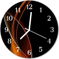 Tulup Wandklok - Abstracte lijnen Moderne Glazen Wandklok - 30fi cm - Oranje Wandklok Glas Met Motief - Witte Handen - Ronde Wandklok - Wandklok Glas Decoratie - Gekleurde Glazen Klok