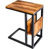 Invicta industrieele bijzettafel CONCIERGE 45 cm salontafel met sheeshamhout en steenafwerking - 42543