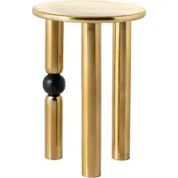 Invicta Handgemaakte bijzettafel ABSTRACT 55cm goud zwart metaal rond - 44854