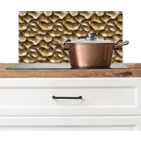 KitchenYeah Spatscherm keuken 60x30 cm - Kookplaat achterwand Abstract - Antiek - Goud - Muurbeschermer - Spatwand fornuis - Hoogwaardig aluminium