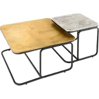 Invicta Set van 2 salontafel ABSTRACT 60cm goud zilver zwart metaal handgemaakt - 43515