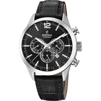 Festina Chronograaf Timeless Chronograph Horloge, quartz, herenhorloge, stopwatchfunctie, leren band