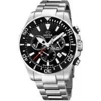 Jaguar quartz zilver heren horloge met zwarte wijzerplaat & roestvrij stalen band