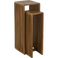 Jline Set of 2 side tables cubic recycle teak natural