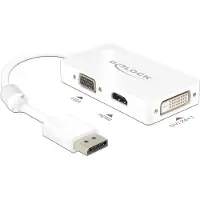 DeLOCK Premium DisplayPort 1.1a naar HDMI, DVI en VGA adapter / wit - 0,15 meter