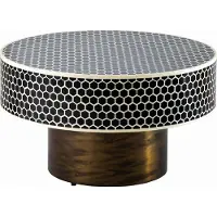 Invicta Ronde salontafel met beeninleg HARMONY NATURE 60 cm zwart witgouden inlegwerk - 45206