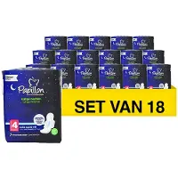 Papillon Aanbieding: Maandverband Extra Nacht Maxi Met Vleugeltjes Maat 4 (18 verpakking - 126 stuks)