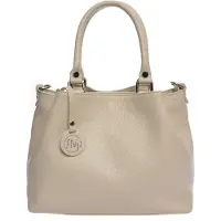 Roberta M Beige Rundleer Tas