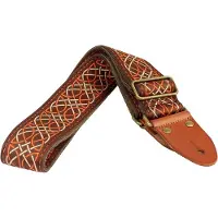 Gaucho Gitaarband - GST-1280-1 - Authentic Deluxe Series - Jacquard weefsel - Suède achterkant - Bruin/Oranje