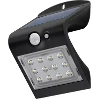 Pro LED zonne-energie wandlamp met bewegingssensor, 1,5 W, zwart