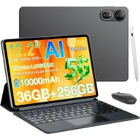 Blackview Tablette Mega 12 - 12,2 inch - Android 16 - 5G - 36GB RAM - 256GB ROM - 10000mAh Accu - 50MP+8MP Camera - Met toetsenbord en stylus - Grijs