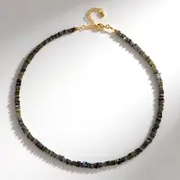 Cavill - 925 Sterling Zilver Halsketting - Labradoriet 92,963 ct - Facet Geslepen Kralen - Verguld - Verstelbare Sluiting