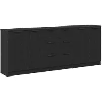 vidaXL Dressoir 3 st Zwart Eiken 180 x 30 x 70 cm Bewerkt hout