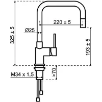 Lanesto Quadrato Eenhendelkeukenmengkraan Sturdy Black Zwart met uittrekbare perlator 251268