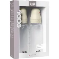 BIBS babyfles 270 ml siliconen speen verpakking 2 stuks - Anti-koliek, BPA-vrij, ronde speen, gemiddelde stroom, licht gewicht en makkelijk te reinigen, geschikt voor pasgeboren baby's 0+ jaar - Ivory