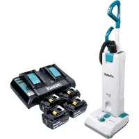 Makita DVC 560 PF4 accustofzuiger 36 V (2x 18 V) 5 l borstelloos + 4x accu 3,0 Ah + oplader