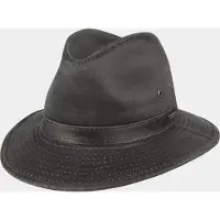 Hatland Orville - Verweerd katoenen hoed - Antraciet - Assorti - L