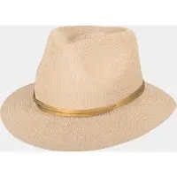 Hatland Yolanthe - Toyo hoed met gouden band - Naturel - Assorti - L/XL