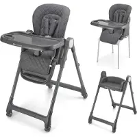 Kinderkraft TULO 3-in-1 Meegroei Kinderstoel - Voor 6 Maanden tot 25 kg - Verstelbare Hoogte, Rugleuning en Voetsteun - Afneembare Tafel en 5-Puntsgordel - Grijs