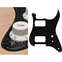 Boston ST-231-SBK pickguard, Stallion,HH, 2 pot holes, toggle switch, 2 ply, sparkling black