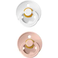 BIBS Fopspenen 0 6 maanden set 2 stuks (Blush&White) Maat 1 tutjes