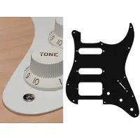 Boston ST-123-W pickguard, Stallion, SSH, 3 pot holes, 3-5 switch, 1 ply, white