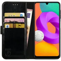 Rosso Element Hoesje Geschikt voor Samsung Galaxy M22/A22 4G Book Cover Wallet Zwart
