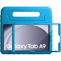 HappyCase Candy+ Kinder Hoes Geschikt voor Samsung Galaxy Tab A9 | Tablethoes met Ingebouwde Screenprotector | Kindvriendelijk | Beschermhoes | Handvat en Standaard | Kinderhoes | Blauw