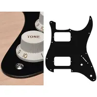 Boston ST-132-BM pickguard, Stallion, HH, 2 pot holes, 3-5 switch, 1 ply, black matt