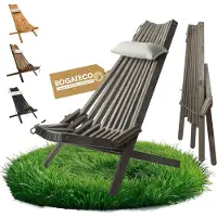 BOGATECO Opvouwbare Houten Tuinstoel met Kussen - Ligstoel 100 x 55 x 30 cm - Ruglengte 90 cm - Flexibel Ergonomisch Design - Keuze uit 4 Kleuren