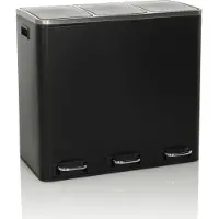Hjh OFFICE Afvalverzamelaar / afvalscheidingssysteem Clean 9 - 54L (3x18L) staal zwart